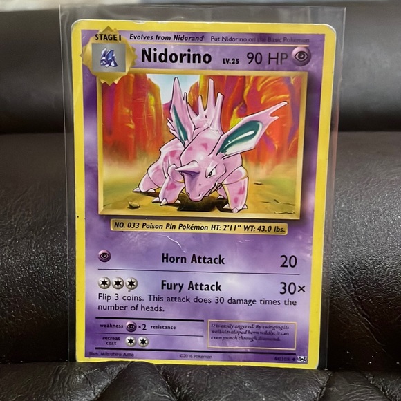 Pokemon | Toys | Nidorino Pokmon Card 9 Hp 206 Damaged Back | Poshmark